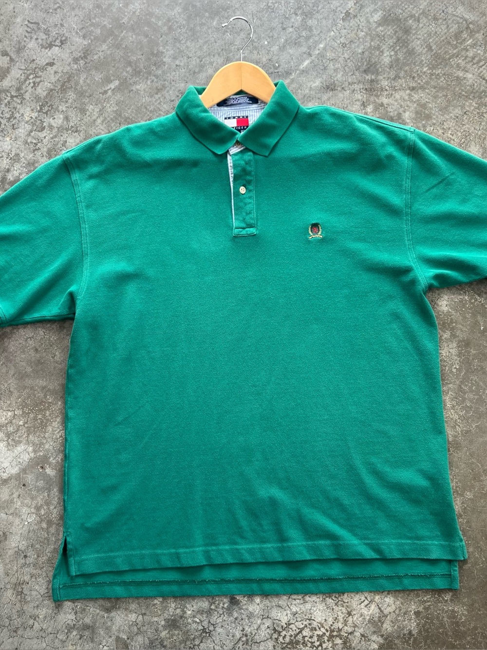 Vintage Tommy Hilfiger Polo Shirt Mens XL Green Embroidered Crest Logo Cotton - Picture 2 of 14